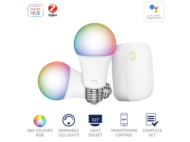 Smart Home TRUST Zigbee Starter Set 2 RGB Bulbs + Z1 Zigbee Bridge ZRGB2-Z1R