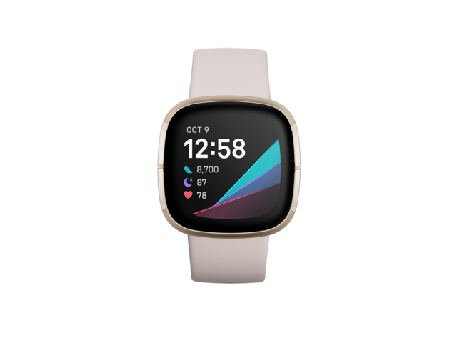 Смарт часовници Fitbit Sense Lunar White/Soft Gold Stainless Steel