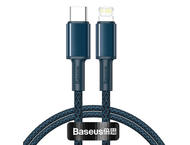 Кабели и Адаптери  Baseus High Density Braided USB-C to Lightning Cable PD 20W (CATLGD-A03) - USB-C към Lightning кабел за Apple устройства с Lightning порт (200 см) (син) 