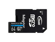 Карти памет Team Group A1 microSDXC 64GB, UHS-I Class 3, V30 + SD Адаптер