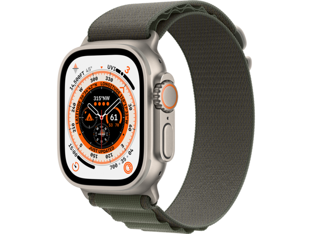 Смарт часовници Apple Watch Ultra Cellular 49mm Titanium Case with Green Alpine Loop - Small