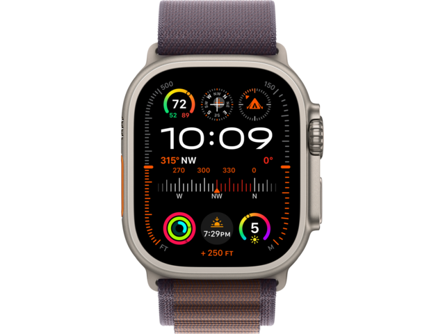 Смарт часовници Apple Watch Ultra2 GPS + Cellular, 49mm Titanium Case w Indigo Alpine Loop - Small