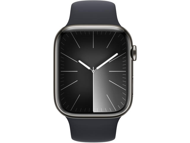 Смарт часовници Apple Watch S9 Cellular 41mm Graphite Stainless Steel Case w Midnight Sport Band - S/M