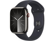 Смарт часовници Apple Watch S9 Cellular 41mm Graphite Stainless Steel Case w Midnight Sport Band - M/L