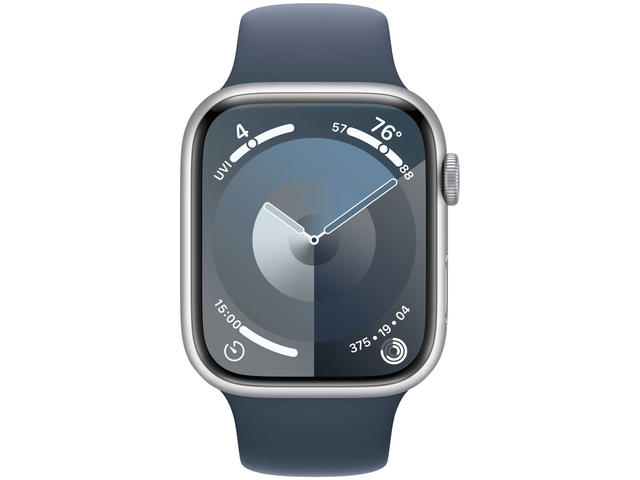 Смарт часовници Apple Watch S9 Cellular 41mm Silver Alu Case w Storm Blue Sport Band - S/M