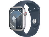 Смарт часовници Apple Watch S9 Cellular 41mm Silver Alu Case w Storm Blue Sport Band - S/M