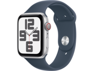Смарт часовници Apple Watch SE2 v2 Cellular 44mm Silver Alu Case w Storm Blue Sport Band - M/L