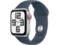 Смарт часовници Apple Watch SE2 v2 Cellular 40mm Silver Alu Case w Storm Blue Sport Band - M/L