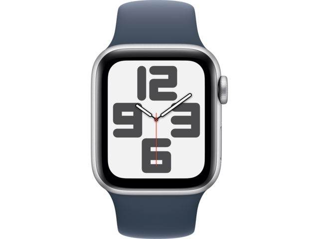 Смарт часовници Apple Watch SE2 v2 GPS 44mm Silver Alu Case w Storm Blue Sport Band - M/L