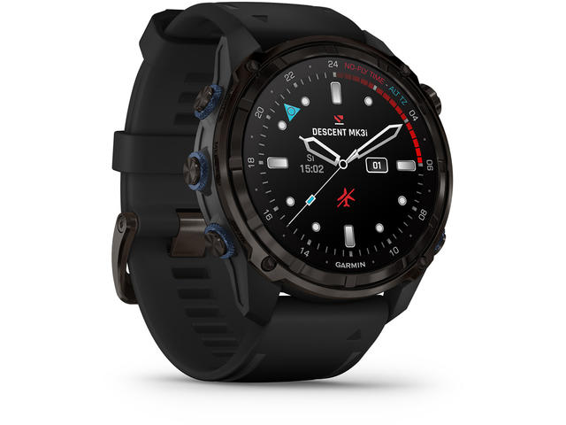 Смарт часовници Garmin Descent Mk3i - 51мм Carbon grey DLC титан с черна силиконова каишка