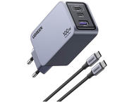 Зарядни устройства UGREEN 100W Nexode Pro EU 3-портово бързо зарядно устройство GaN PD с USB-C кабел (25874) 