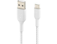 Кабели и Адаптери Belkin BoostCharge Braided USB-C към USB-A Cable, 2 метра, бял