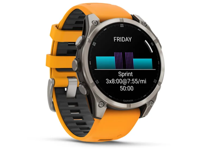 Смарт часовници Garmin fēnix® 8 – 47 mm, AMOLED Sapphire - Titanium с Spark Orange/Graphite силиконова каишка