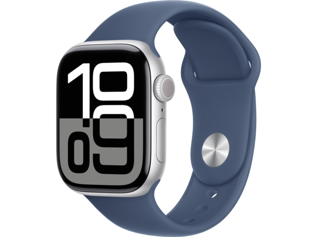 Смарт часовници Apple Watch S10 GPS + Cellular 42mm Silver Alu Case with Denim Sport Band - M/L