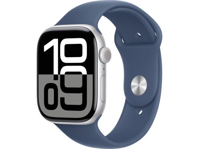 Смарт часовници Apple Watch S10 GPS 46mm Silver Alu Case with Denim Sport Band - S/M