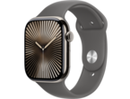 Смарт часовници Apple Watch S10 GPS + Cellular 46mm Natural Titanium Case with Stone Grey Sport Band - S/M