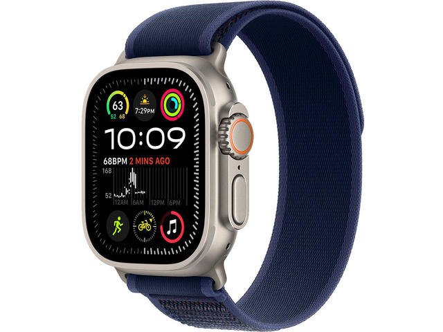Смарт часовници Apple Watch Ultra2 (2024) GPS + Cellular 49mm Natural Titanium Case with Blue Trail Loop - M/L
