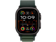 Каишки Apple Watch 49mm Loop: Dark Green Alpine Loop - Large - Natural Titanium Finish