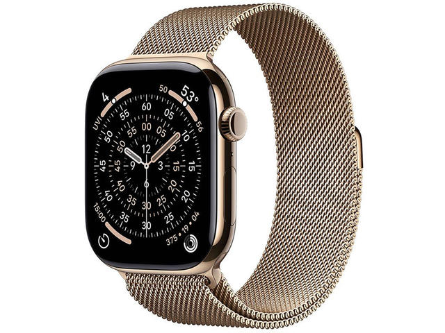 Смарт часовници Apple Watch S11 GPS + Cellular 42mm Gold Titanium Case with Gold Milanese Loop