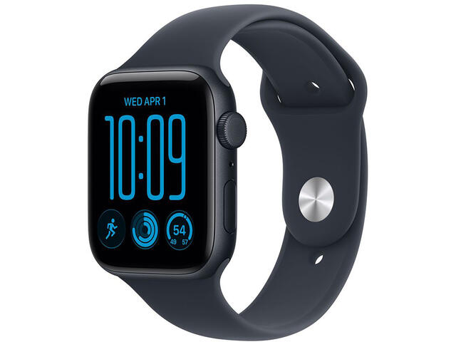 Смарт часовници Apple Watch SE 3 44 mm GPS - Midnight Aluminium Case with Navy Blue Sport Band - M/L